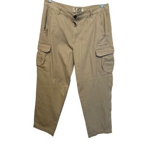 Vintage Plugg 36x34 Tan Cotton Cargo Pants Outdoor Casual Utility Workwear